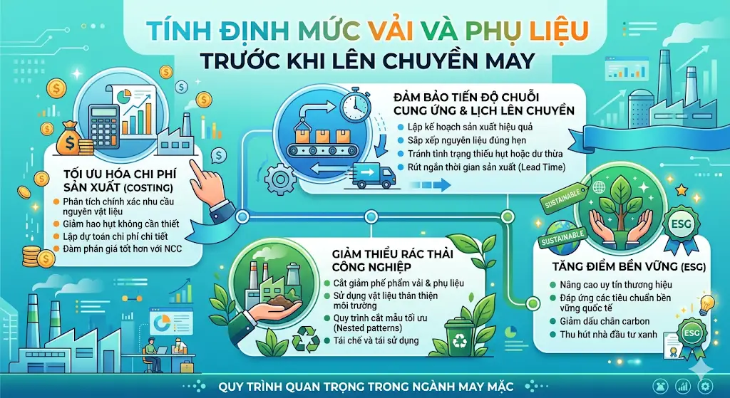 Tính Toán Định Mức Vải Và Phụ Liệu Chính Xác