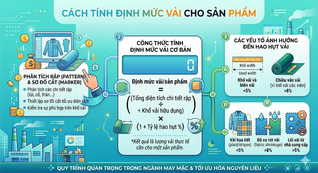 Tính Toán Định Mức Vải Và Phụ Liệu Chính Xác