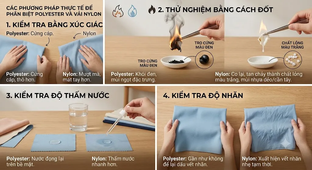 Hướng dẫn cách phân biệt vải Polyester và vải Nylon chi tiết nhất - polyester & nylon