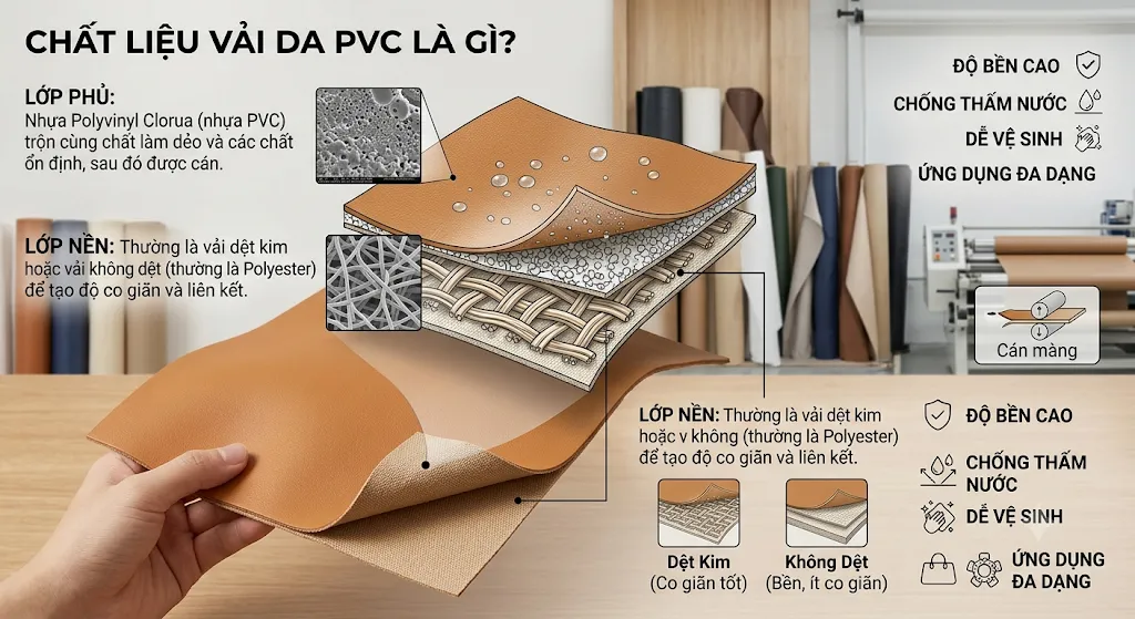 Chất liệu vải da PVC là gì? Đặc điểm và ứng dụng vải PVC trong sản xuất - vải da PVC Chất liệu vải da PVC là gì? Đặc điểm và ứng dụng vải PVC trong sản xuất - vải da PVC
